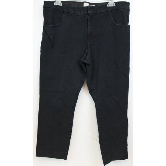 A New Day Black Straight Jeans sz 16 Stretch Elastic Waist Pockets Casual SImple - Picture 1 of 8